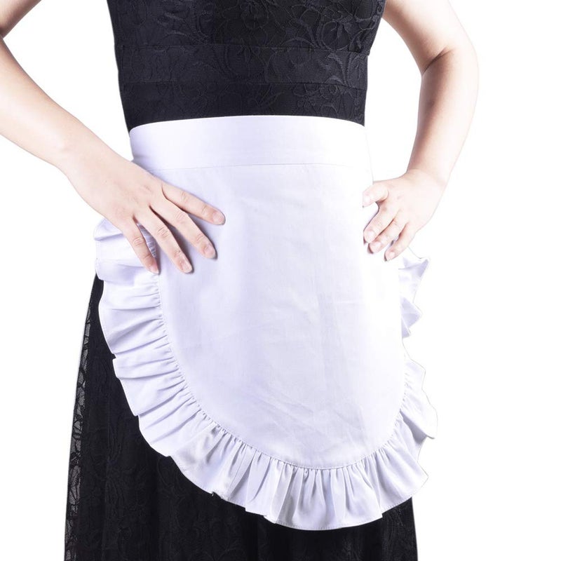 Love Potato 100% Cotton White Half Apron, Classic Halloween Party Cosplay Costumes Dress Accessory - Image 2